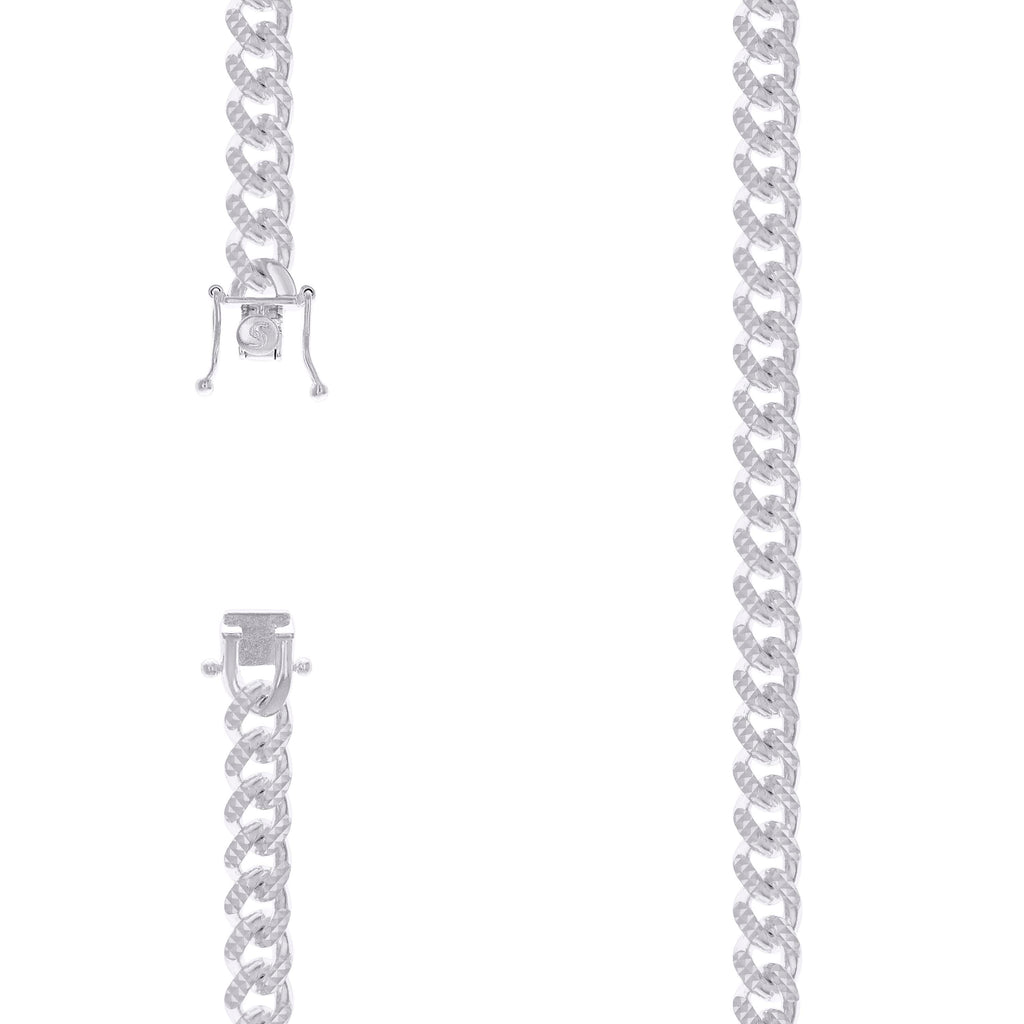 925 Silver Solid Miami Cuban Pyramid Chain 8.4mm-8"