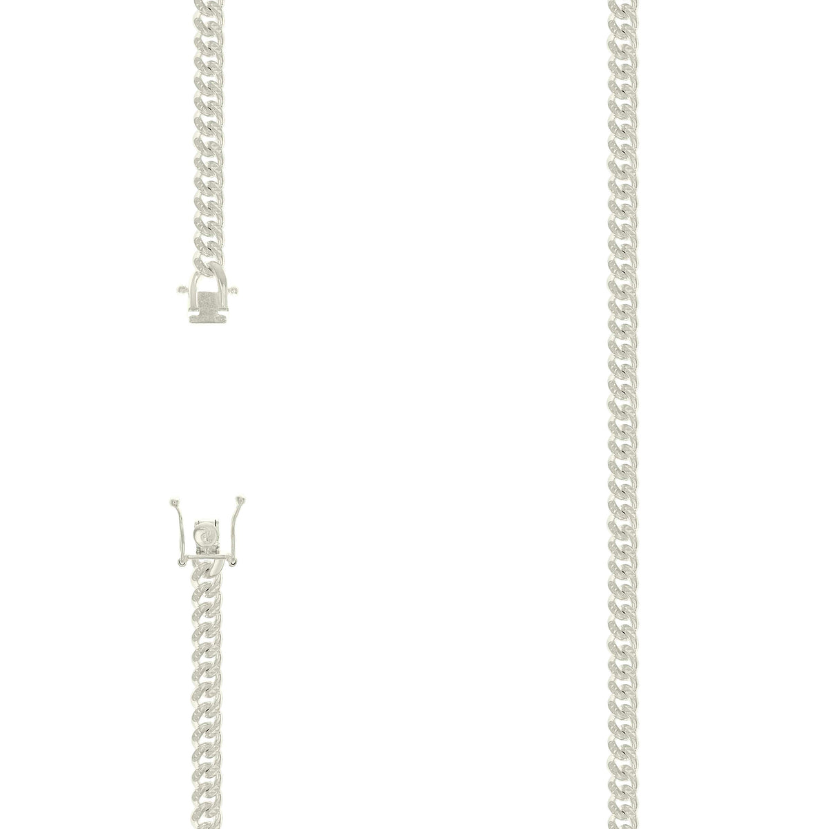 925 Silver Solid Miami Cuban Pyramid Chain Silver 4.9mm-9"