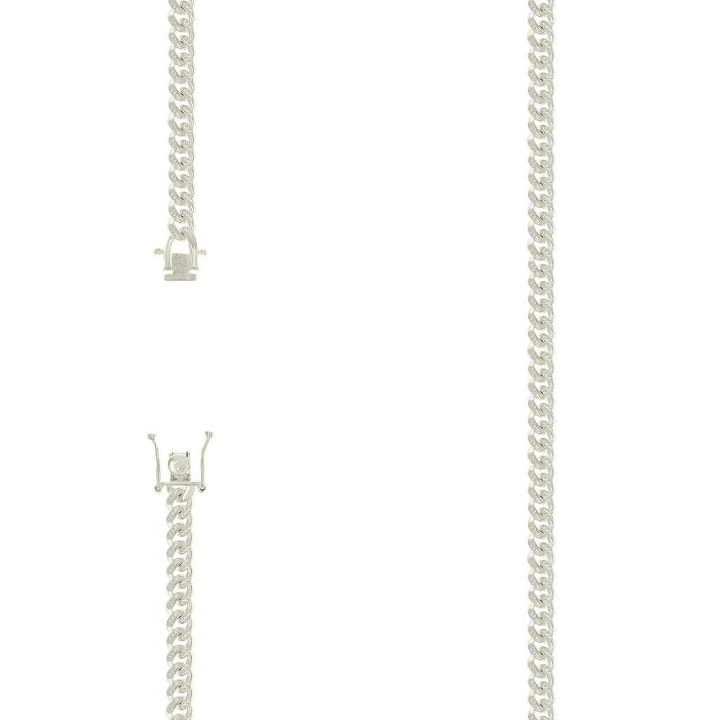 925 Silver Solid Miami Cuban Pyramid Chain Silver 4.9mm-18"