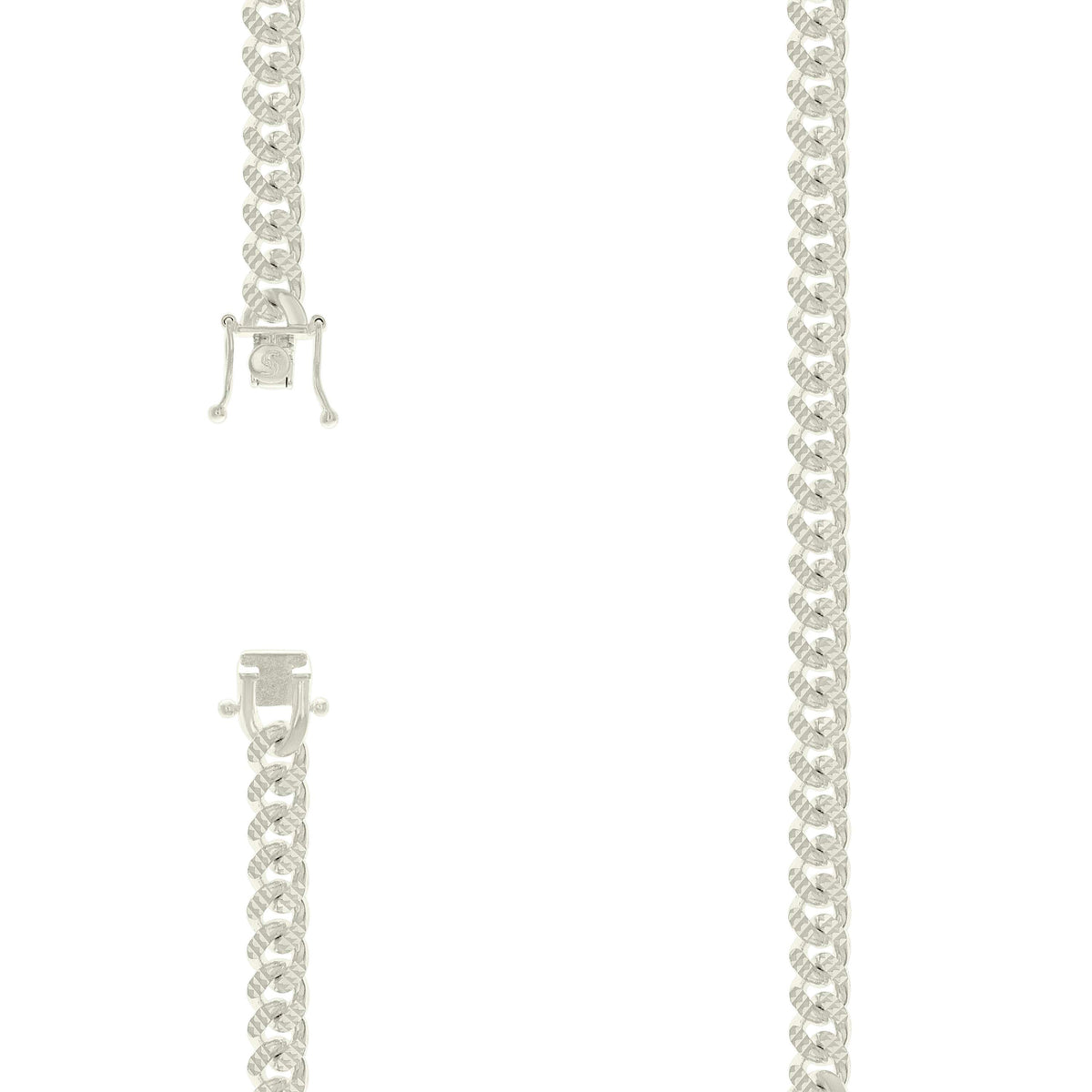 925 Silver Solid Miami Cuban Pyramid Chain Silver 7mm-22"