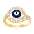 10K Yellow Gold Womens Cubic-Zirconia Evil Eye Good Luck Ring