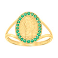10K Yellow Gold Womens Green Cubic-Zirconia St. Jude Saints Religious Ring