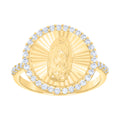 10K Yellow Gold Womens Cubic-Zirconia St. Jude Saints Religious Ring