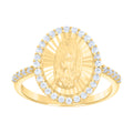 10K Yellow Gold Womens Cubic-Zirconia St. Jude Saints Religious Ring