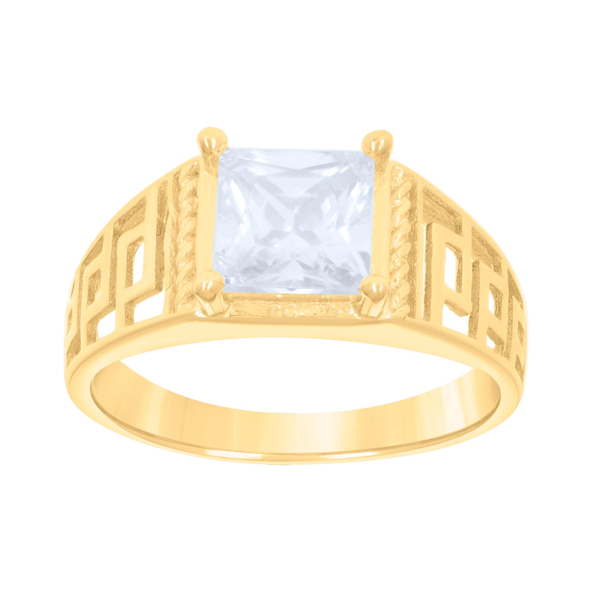 10K Yellow Gold Baby Princess Cut Cubic-Zirconia Square Fashion Ring