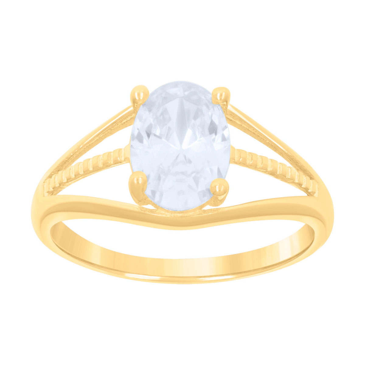 10K Yellow Gold Baby Oval Cubic-Zirconia Engagement Ring