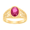 10K Yellow Gold Baby Red Oval Cubic-Zirconia Fashion Ring