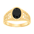 10K Yellow Gold Baby Black Oval Cubic-Zirconia Fashion Ring