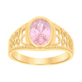 10K Yellow Gold Baby Pink Oval Cubic-Zirconia Fashion Ring