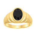 10K Yellow Gold Baby Black Oval Cubic-Zirconia Oval Head Fashion Ring