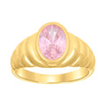 10K Yellow Gold Baby Pink Oval Cubic-Zirconia Oval Head Fashion Ring