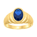 10K Yellow Gold Baby Blue Oval Cubic-Zirconia Oval Head Fashion Ring