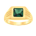 10K Yellow Gold Womens Green Princess Cut Cubic-Zirconia Square Head Fashion Ring