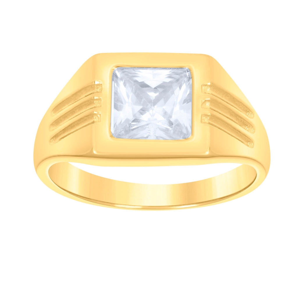 10K Yellow Gold Womens Princess Cut Cubic-Zirconia Square Head Fashion Ring
