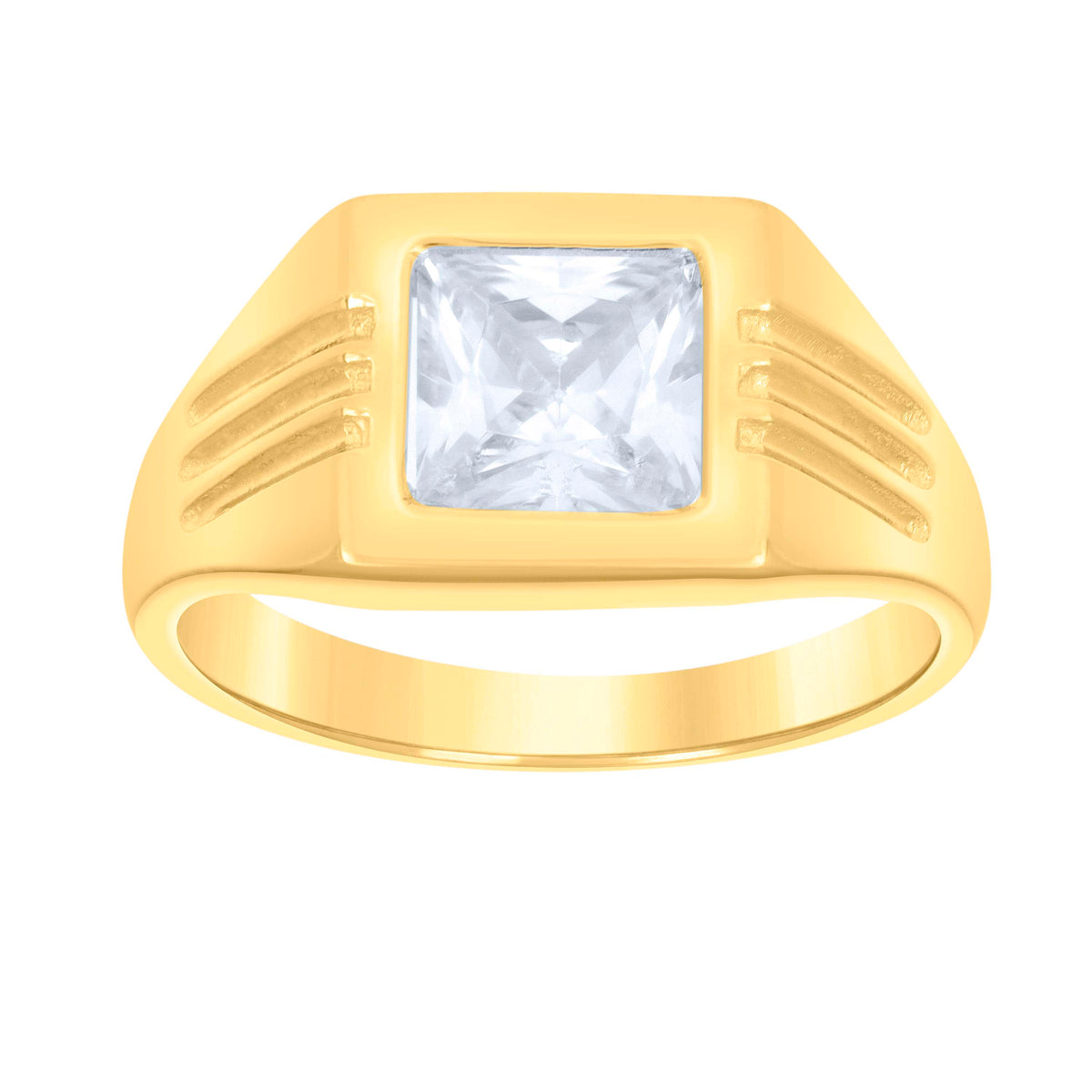 10K Yellow Gold Womens Princess Cut Cubic-Zirconia Square Head Fashion Ring