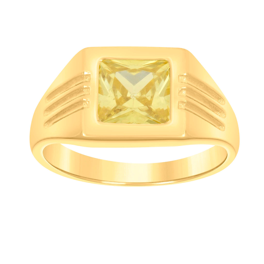 10K Yellow Gold Womens Yellow Princess Cut Cubic-Zirconia Square Head Fashion Ring