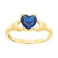 10K Yellow Gold Baby Blue Heart Cubic-Zirconia Claddagh Good Luck Ring