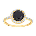10K Yellow Gold Womens Black White Cubic-Zirconia Engagement Ring
