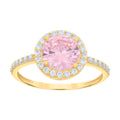 10K Yellow Gold Womens Pink White Cubic-Zirconia Engagement Ring