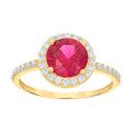 10K Yellow Gold Womens Red White Cubic-Zirconia Engagement Ring