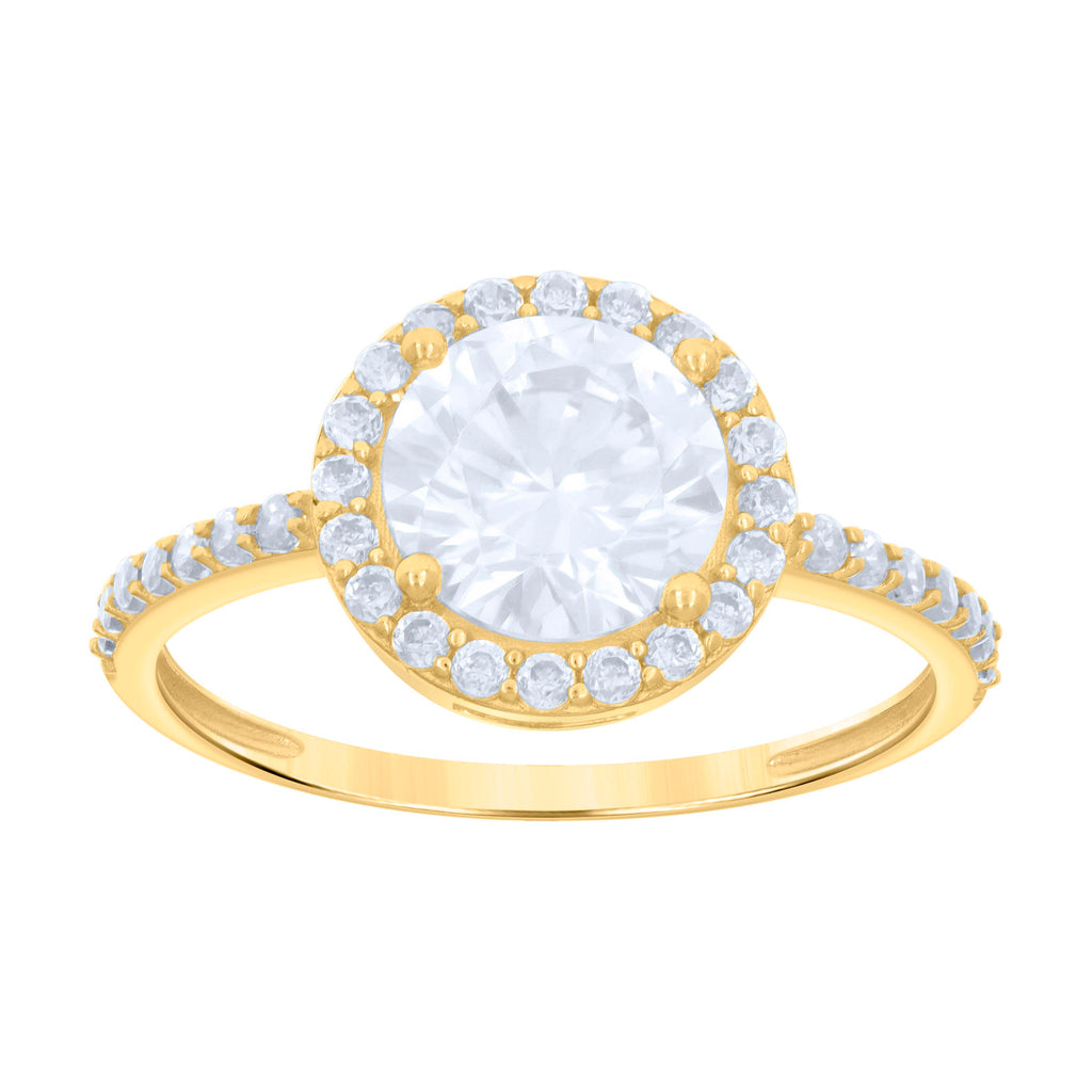 10K Yellow Gold Womens Cubic-Zirconia Engagement Ring