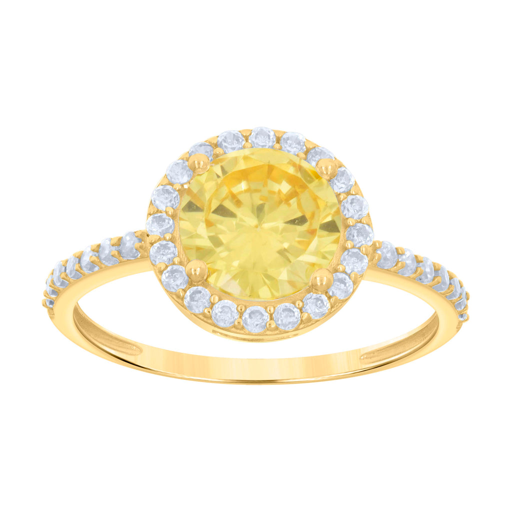10K Yellow Gold Womens Yellow White Cubic-Zirconia Engagement Ring