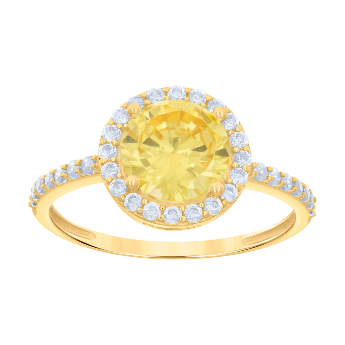 10K Yellow Gold Womens Yellow White Cubic-Zirconia Engagement Ring