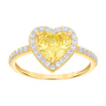 10K Yellow Gold Womens Yellow White Heart Round Cubic-Zirconia Heart Engagement Ring