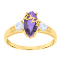 10K Yellow Gold Womens Purple White Marquise Round Cubic-Zirconia Love Engagement Ring