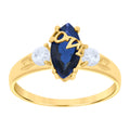 10K Yellow Gold Womens Blue White Marquise Round Cubic-Zirconia Love Engagement Ring