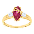 10K Yellow Gold Womens Red White Marquise Round Cubic-Zirconia Love Engagement Ring