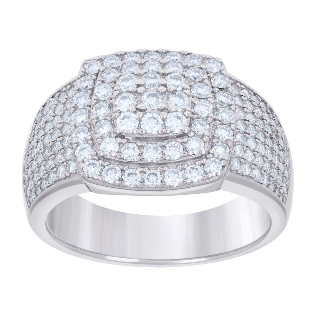 925 Sterling Silver Mens 2.32ct Moissanite Square Head Fashion Ring 11