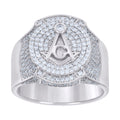 925 Sterling Silver Mens 2.04ct Moissanite Masonic Symbol Ring