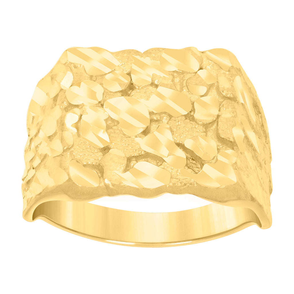10K Yellow Gold Mens Nugget Fashion Ring