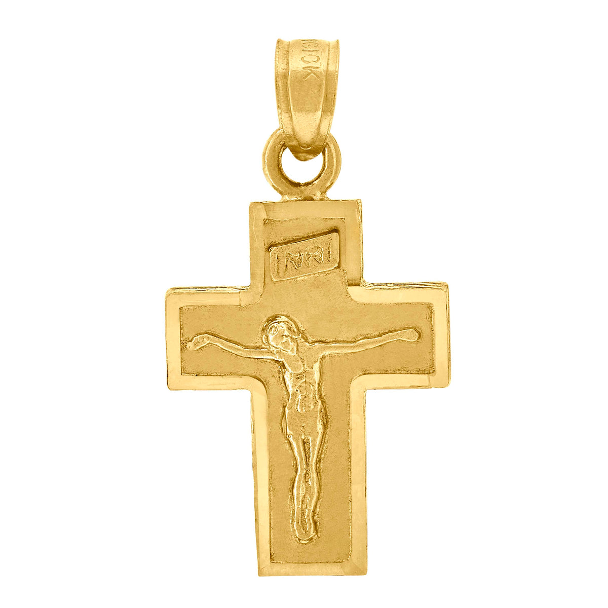 10K Yellow Gold Womens Mens Jesus Crucifix Cross Religious Charm Pendant