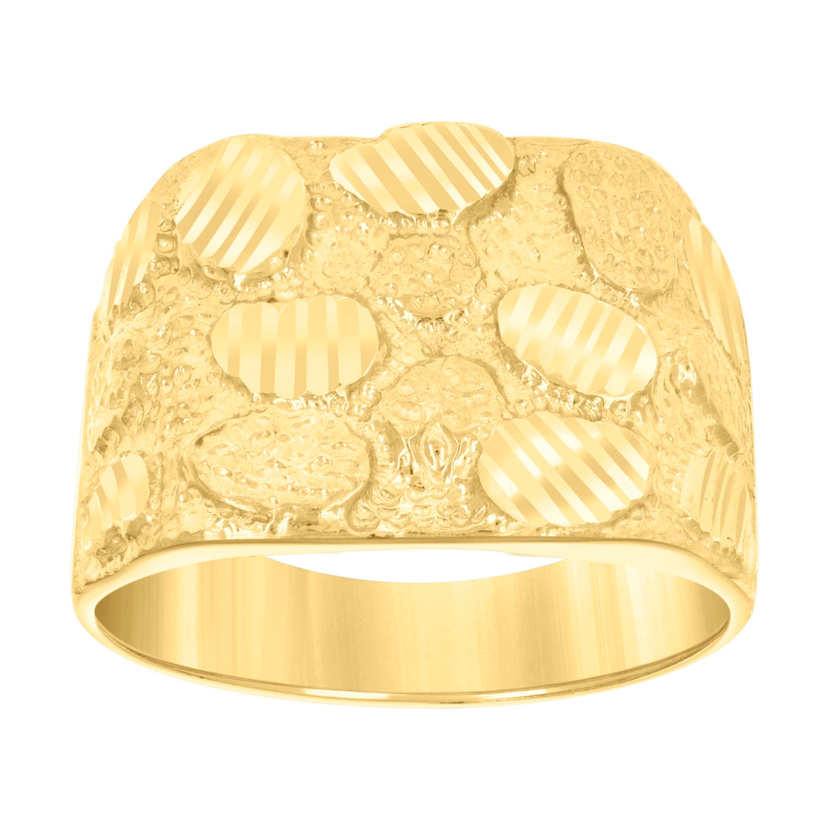 10K Yellow Gold Mens Nugget Fashion Ring