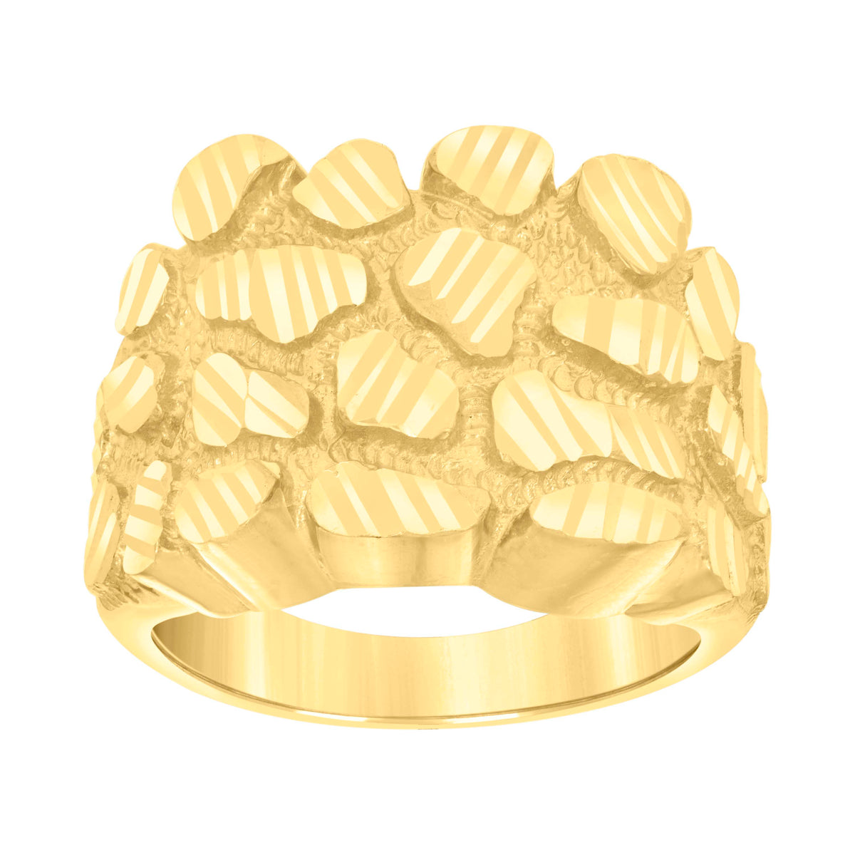 10K Yellow Gold Mens Nugget Fashion Ring