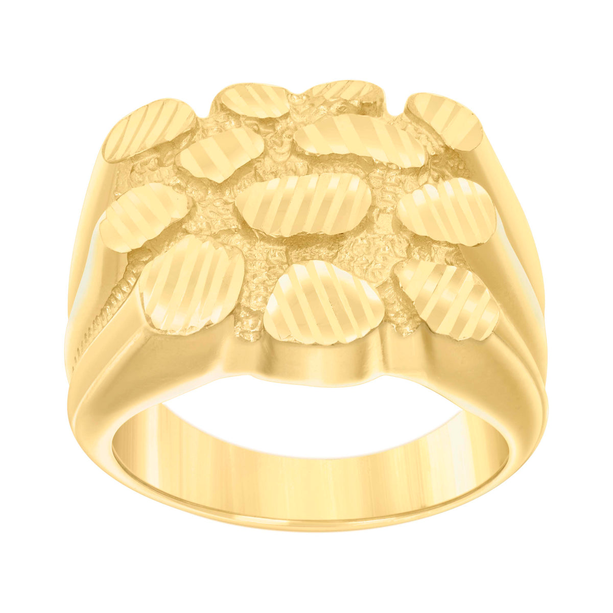 10K Yellow Gold Mens Nugget Fashion Ring