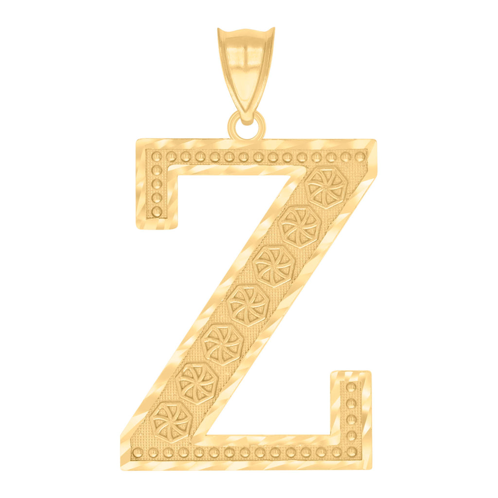 10K Yellow Gold Unisex Initial Letter Z Charm Pendant