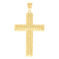10K Yellow Gold Unisex Nugget Cross Religious Charm Pendant