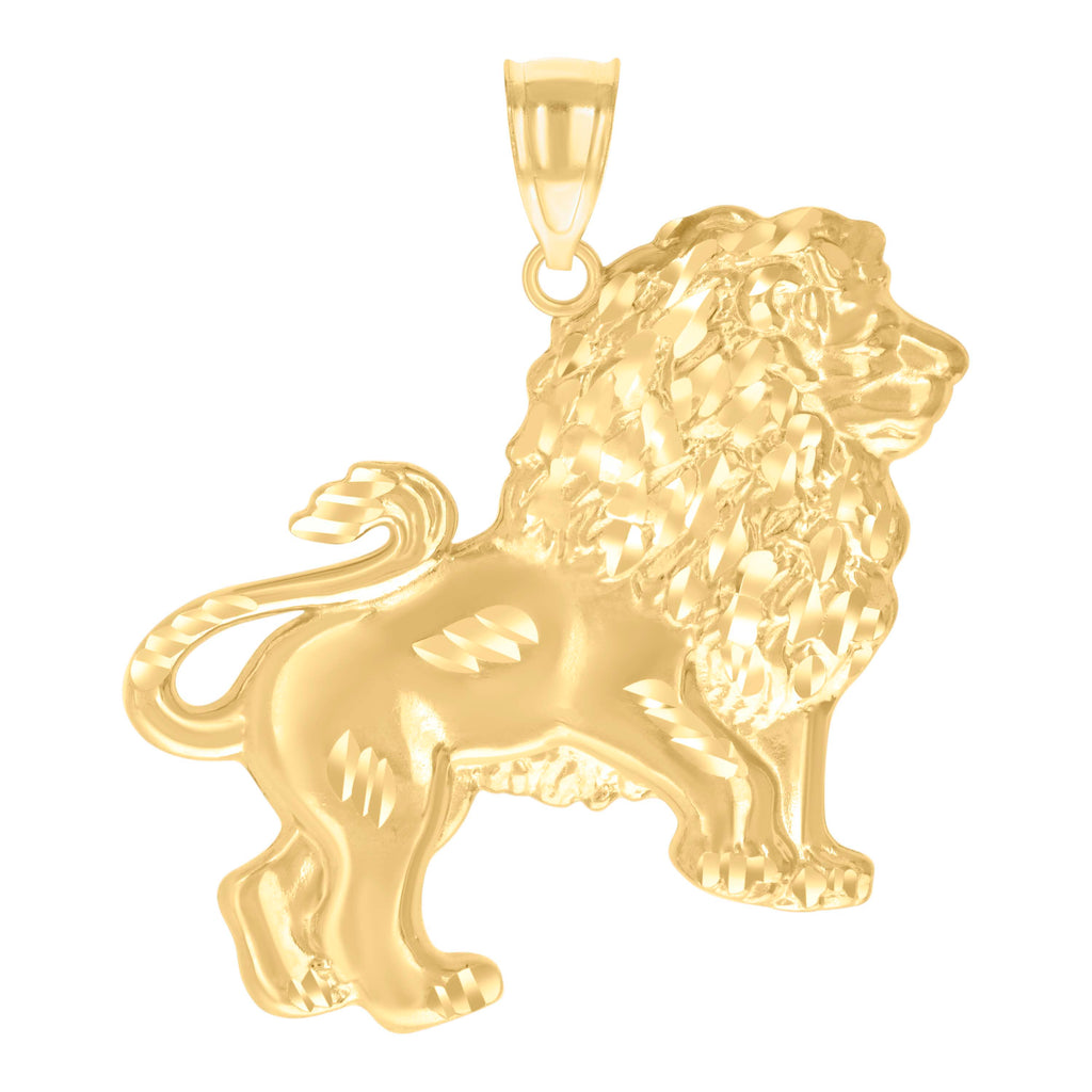 10K Yellow Gold Mens Lion Animal Wildlife Charm Pendant