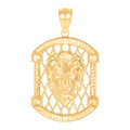 10K Yellow Gold Mens Leo/Lion Head Zodiac Sign/Wildlife Charm Pendant