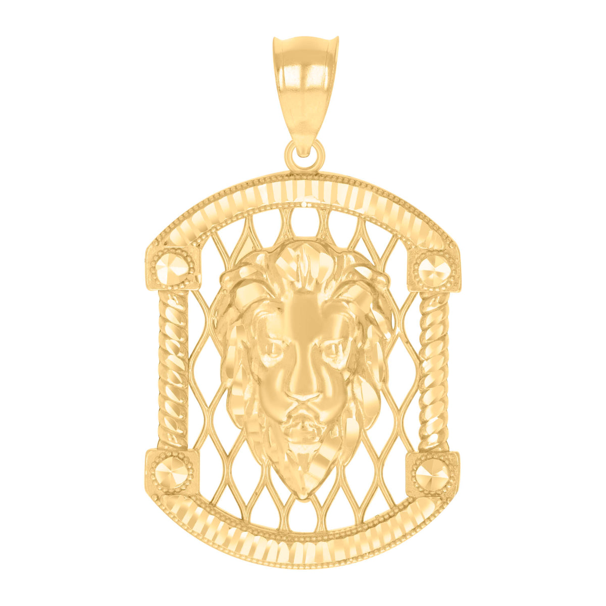 10K Yellow Gold Mens Leo/Lion Head Zodiac Sign/Wildlife Charm Pendant