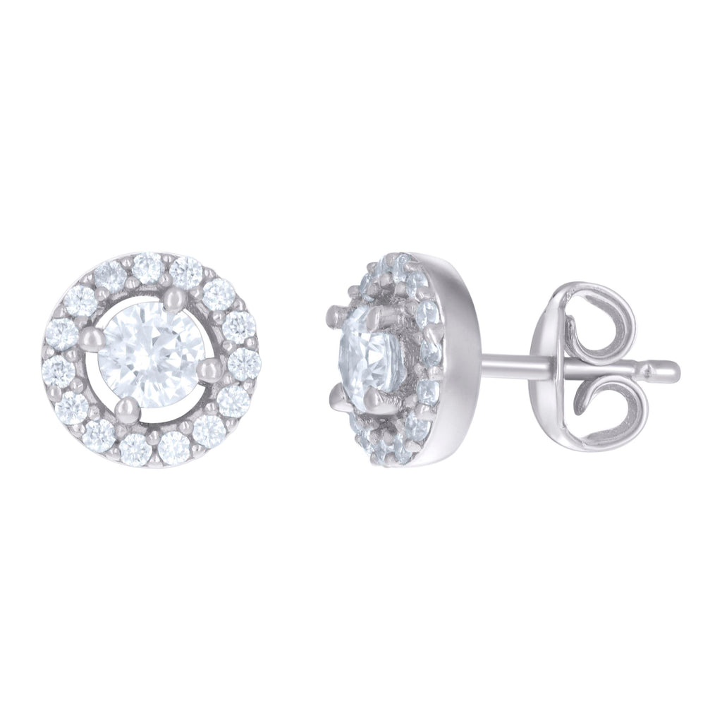 925 Sterling Silver Womens Cubic-Zirconia Round Stud Earrings