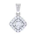 925 Sterling Silver Womens Princess-Cut Round Cubic-Zirconia Square Fashion Charm Pendant