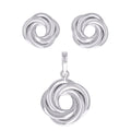 925 Sterling Silver Womens Love Knot Earrings And Pendant Set