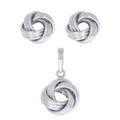 925 Sterling Silver Womens Love Knot Earrings And Pendant Set