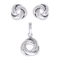 925 Sterling Silver Womens Love Knot Earrings And Pendant Set