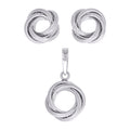 925 Sterling Silver Womens Love Knot Earrings And Pendant Set
