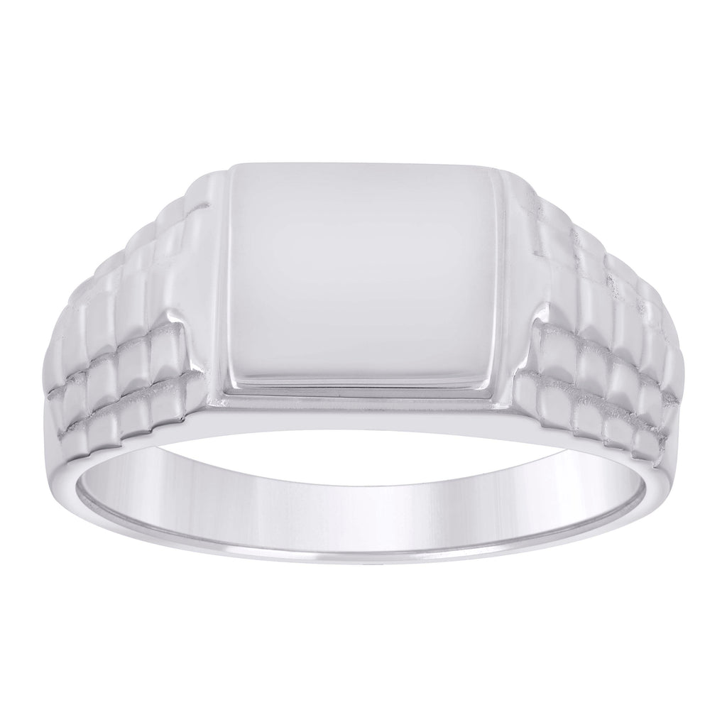 925 Sterling Silver Mens Square Head Fashion Ring